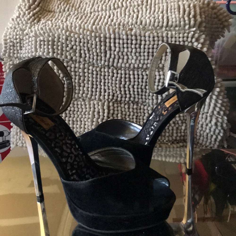 Black velvet platforms